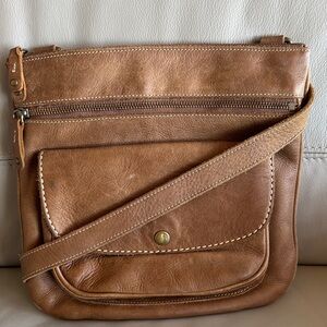 Roots Brown Leather Crossbody Bag